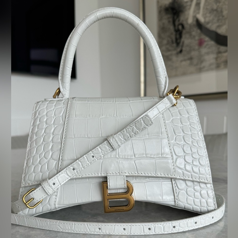BALENCIAGA
Hourglass Small Croc-Embossed Top-Handle Bag